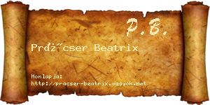 Prácser Beatrix névjegykártya